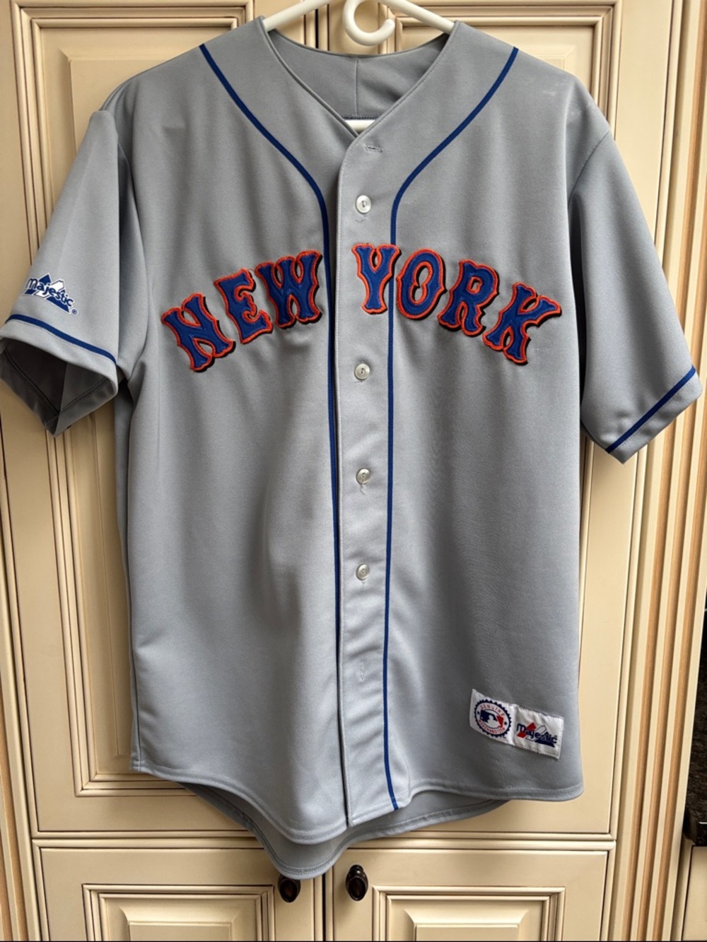 MAJESTIC NY METS GREY JERSEY LARGE EXCELLENT CONDITION
